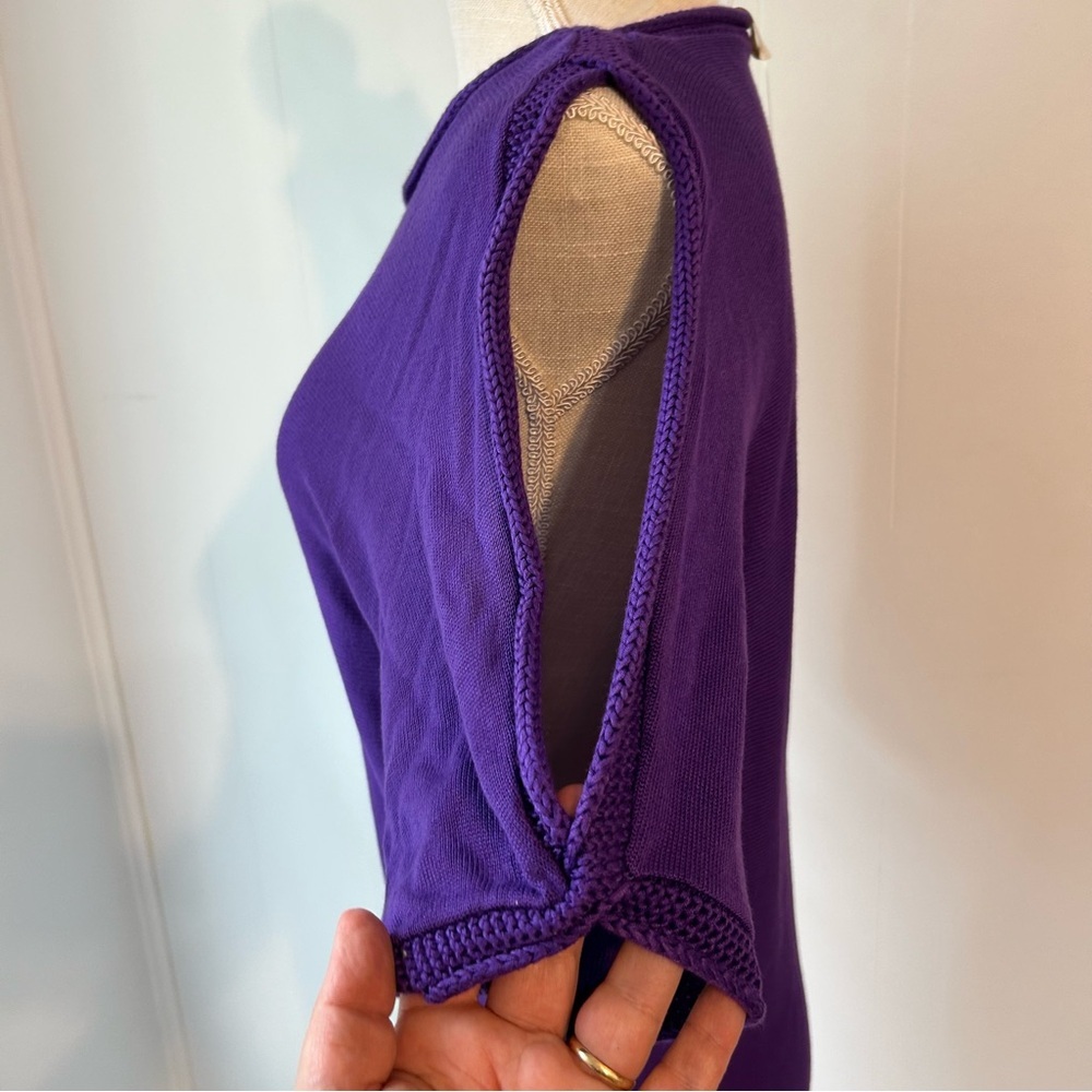 Women‎ Chico’s size 1 Purple Women's Top cold shoulder, short sleeve lightweight - Picture 3 of 8